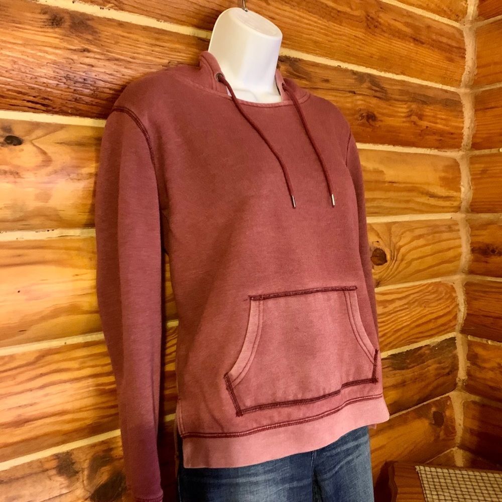 American Eagle Maroon Vintage Wash Fitted Hoodie Sweatshirt Small - Picture 2 of 10